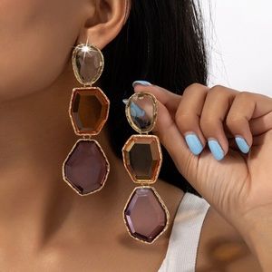 1Pair Multicolor Statement Drop Earrings